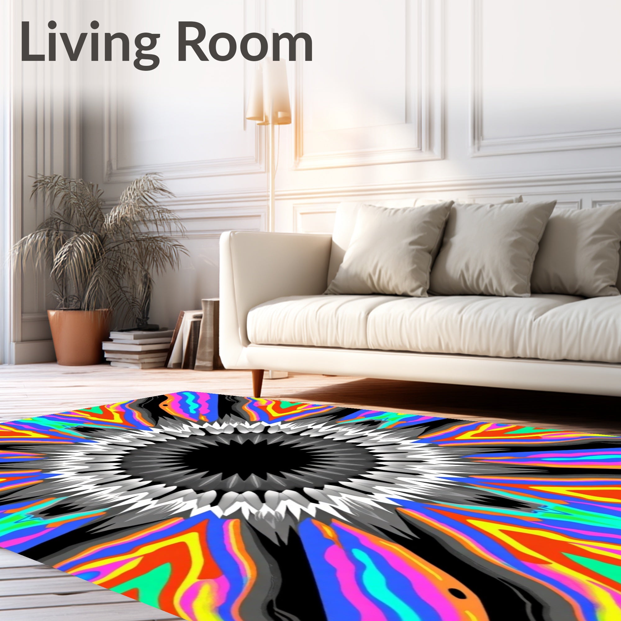 Radiant Psychedelic Sunburst Pattern Rug
