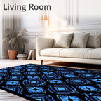 Bold Blue Geometric Diamond Pattern Rug
