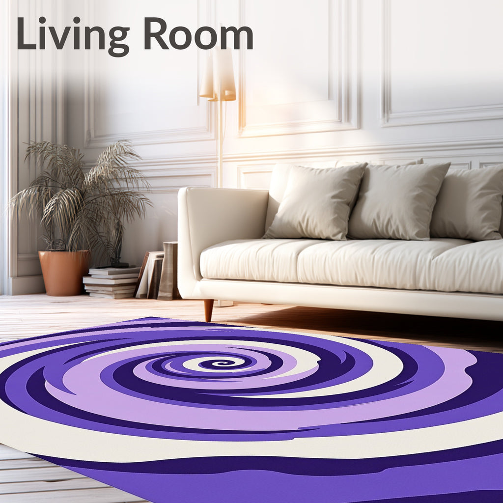 Purple Swirl Patterned Abstract Rug