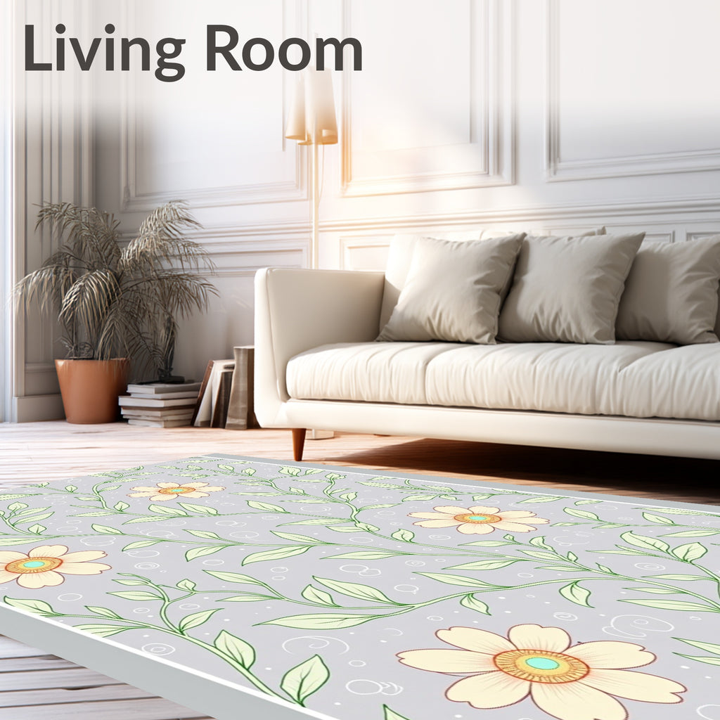 Delicate Floral Vine Pattern Rug