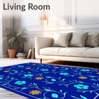 Blue Floral Vine Pattern Rug