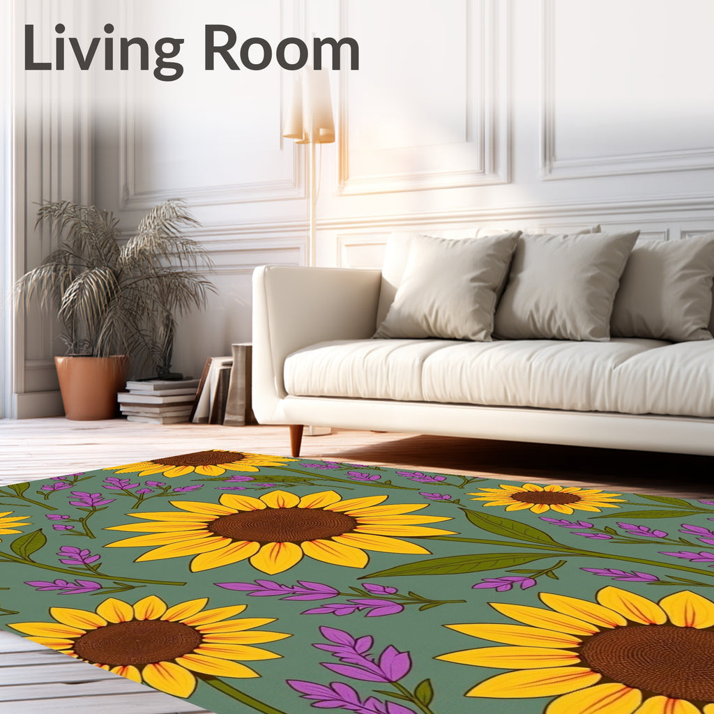 Sunflower And Lavender Meadow Design Rug