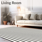Classic Black White Vertical Stripes Rug
