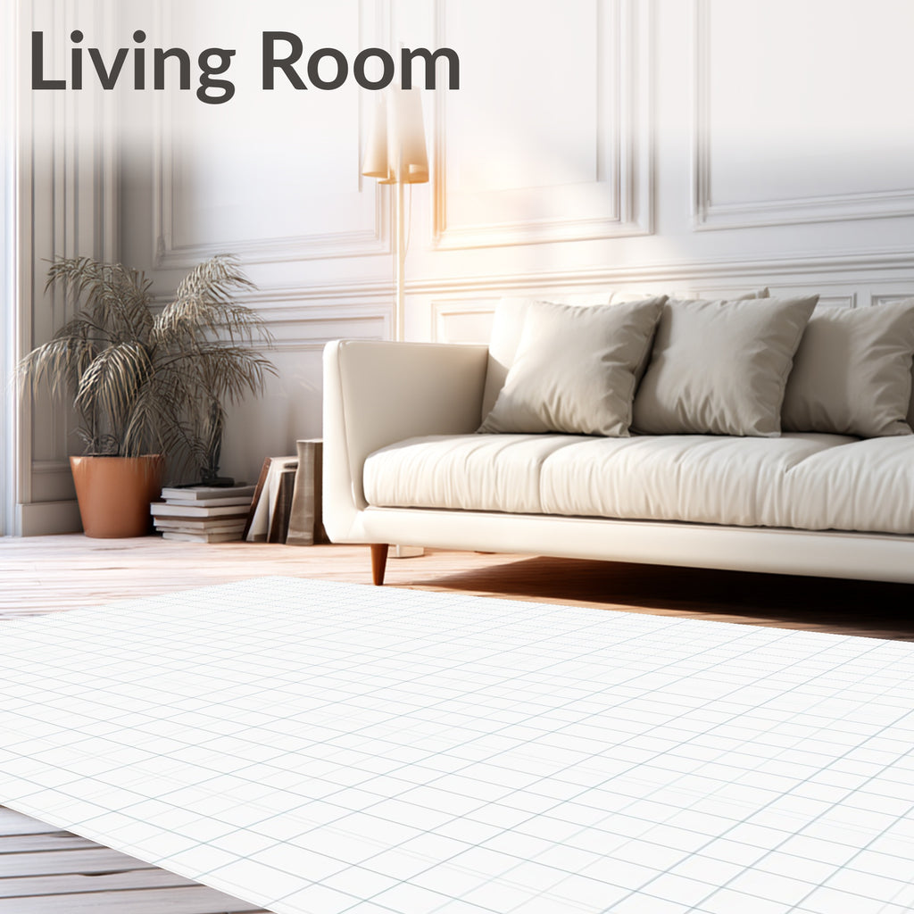 Classic Grid Pattern White Rug