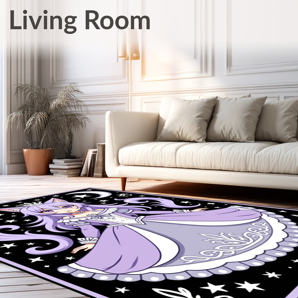 Kawaii Cat Girl Princess Night Sky Design Rug