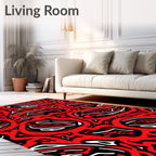 Bold Red Abstract Graphic Design Rug