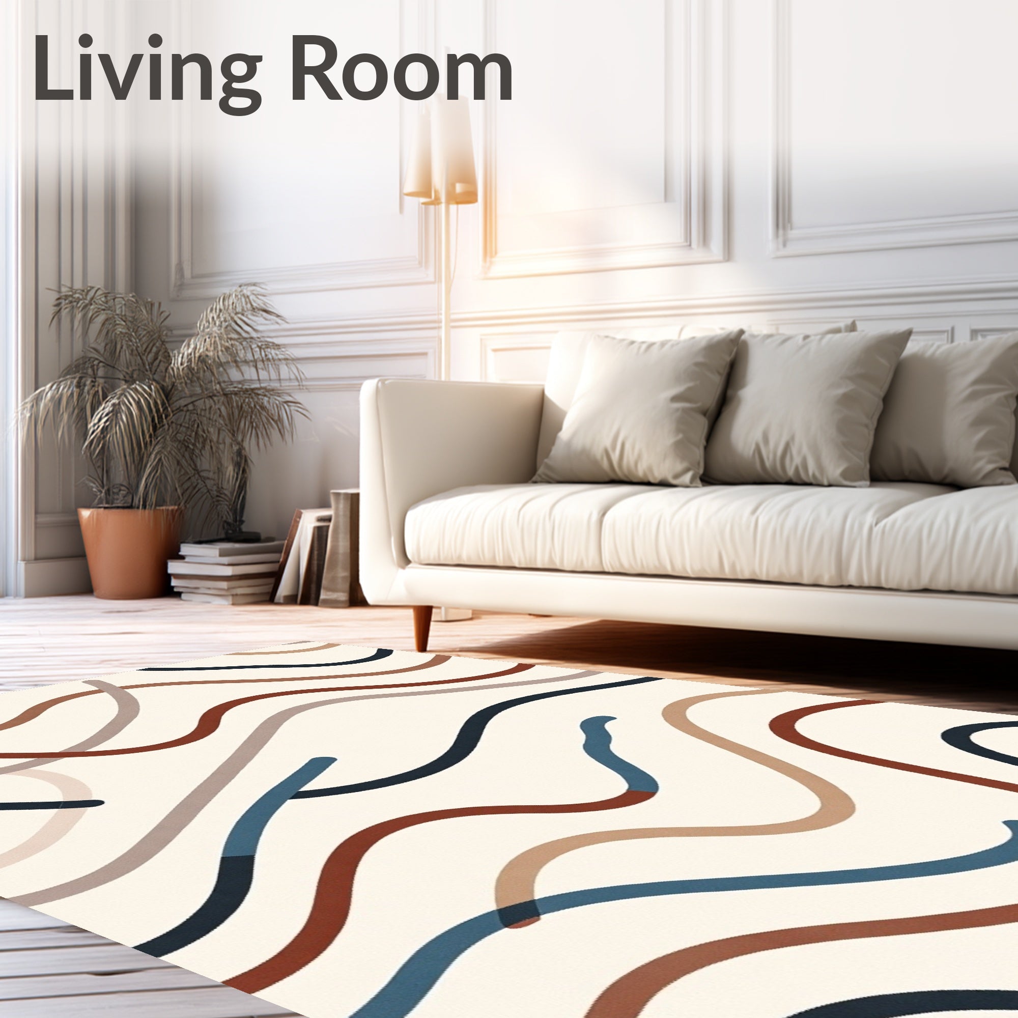 Warm Earthy Abstract Wavy Lines Rug