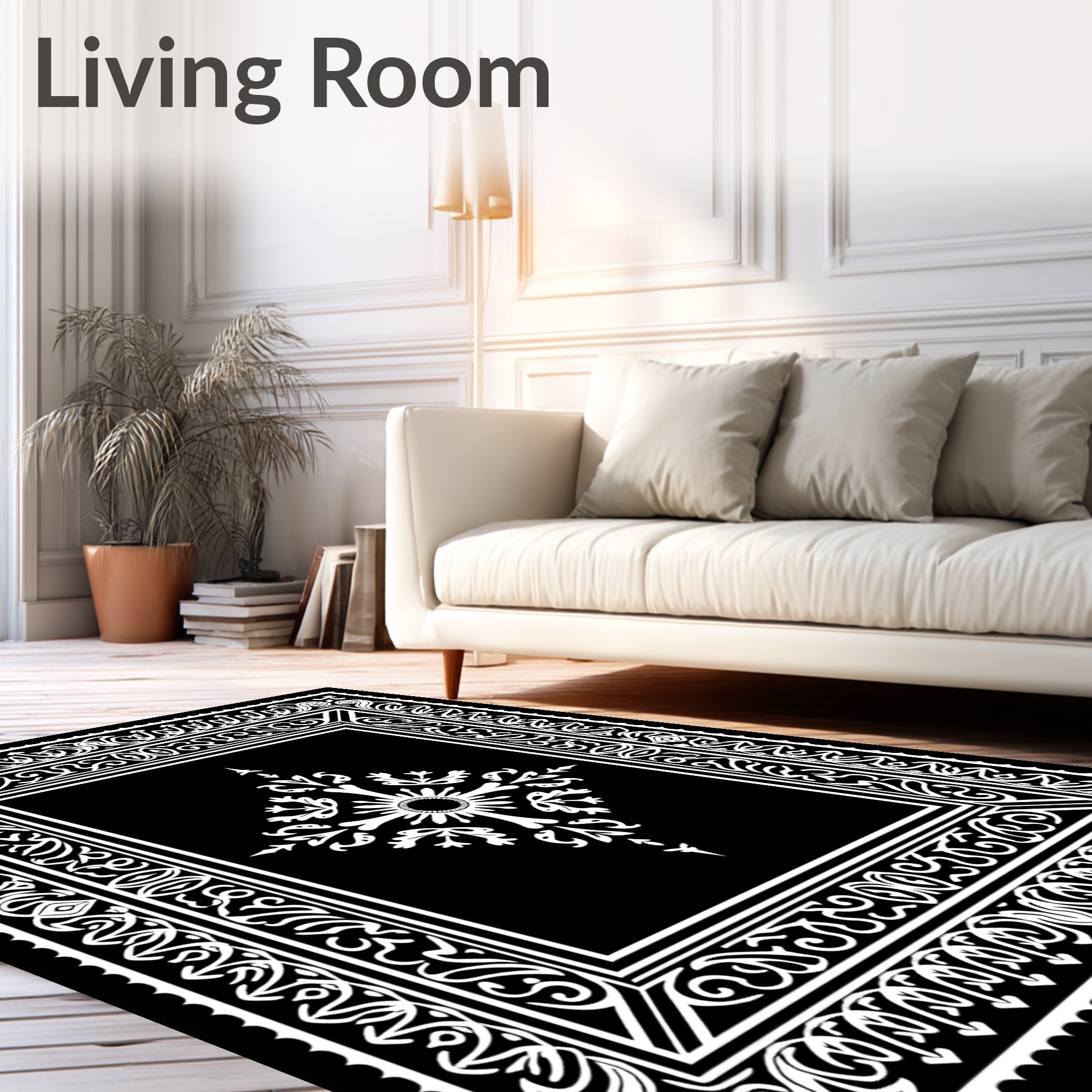Ornate Mandala Floral Scroll Rug