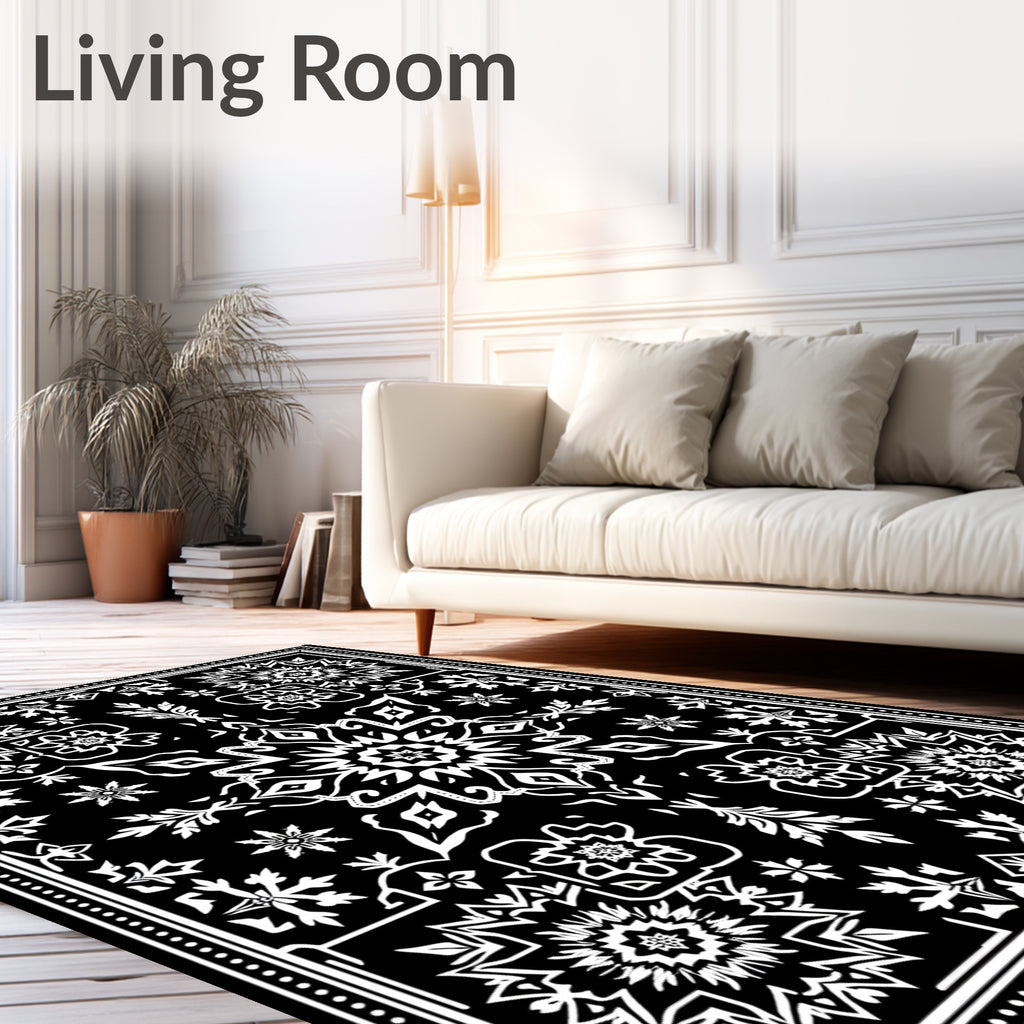 Monochromatic Intricate Star Medallion Rug