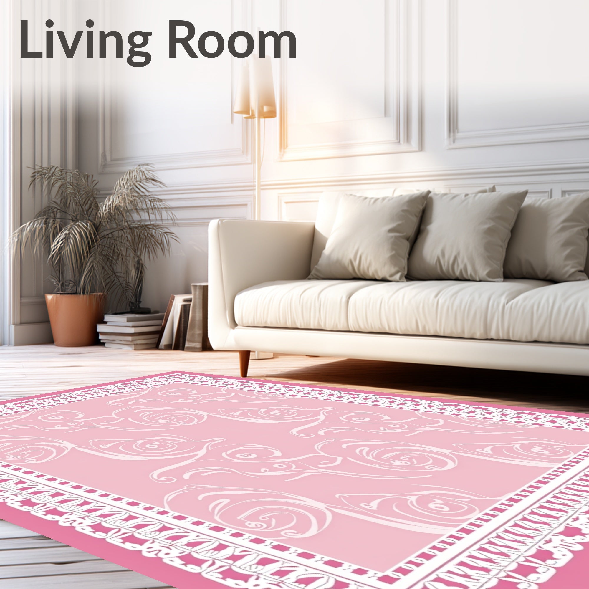 Pink Lace Floral Nouveau Style Rug
