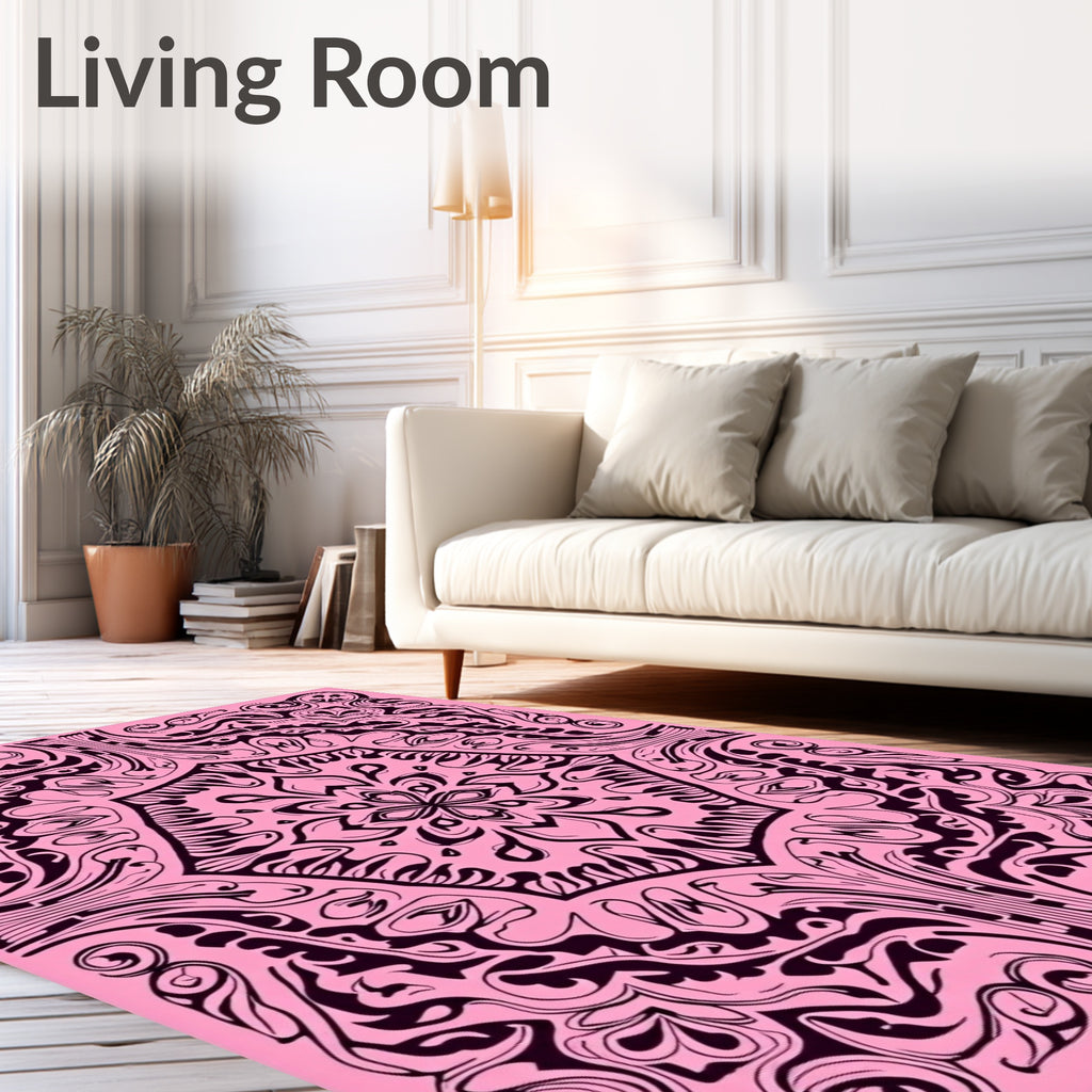 Ornate Swirls Intricate Floral Art Rug