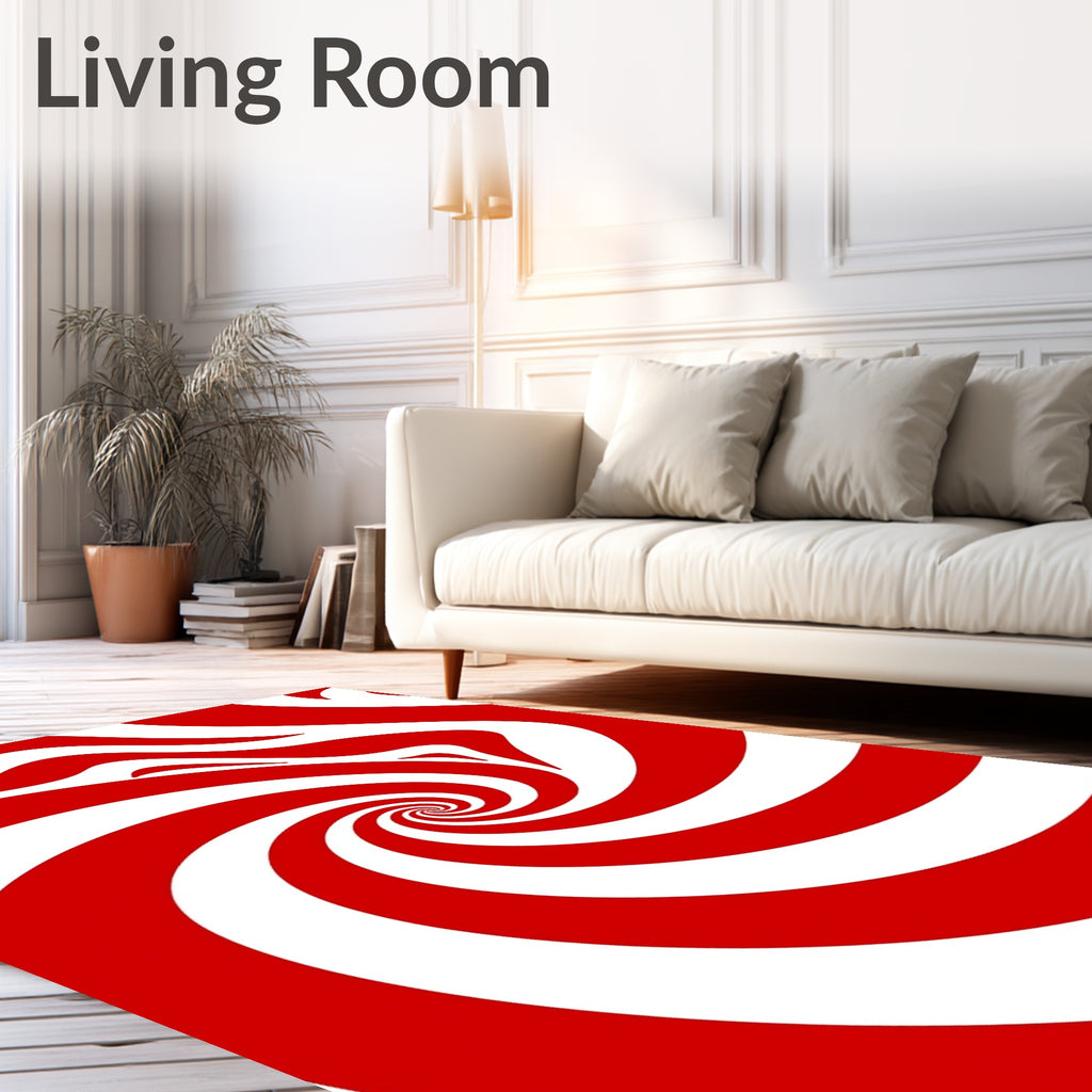 Bold Red Swirl Spiral Rug