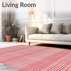 Bold Red Plaid Grid Pattern Rug