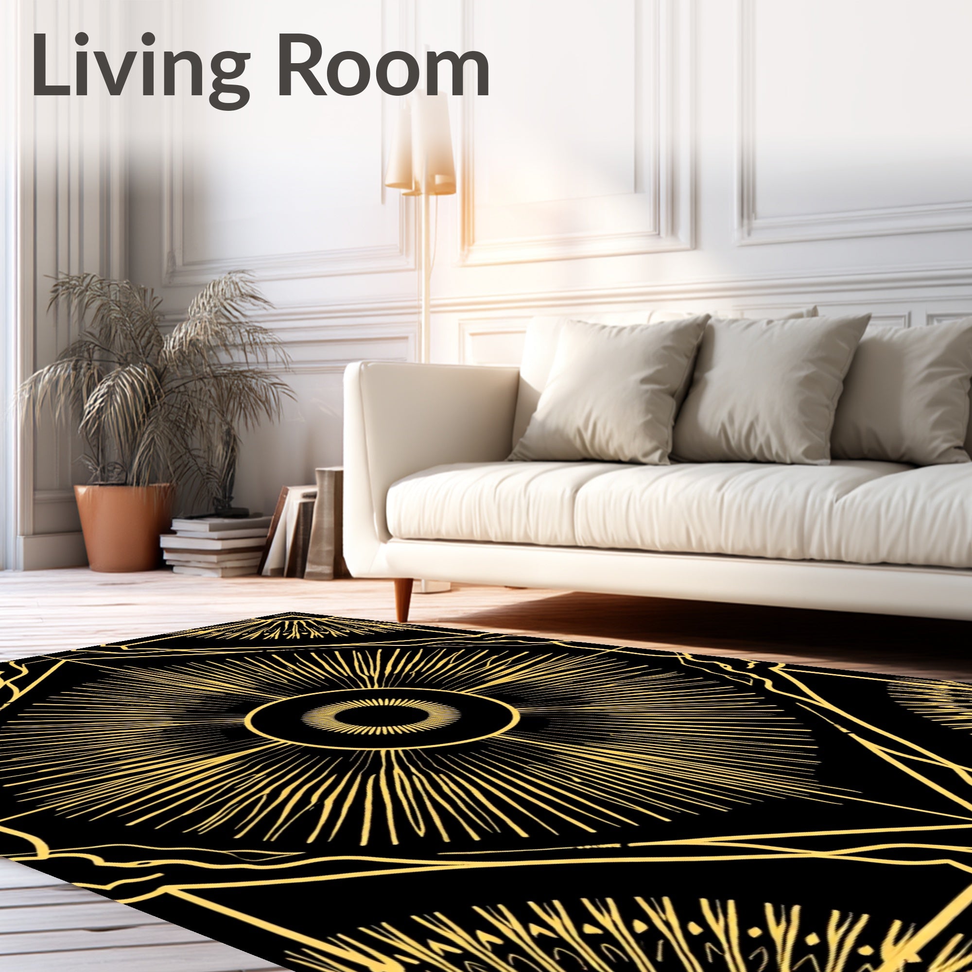 Art Deco Sunburst Geometric Pattern Rug