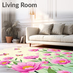Floral Butterflies Spring Meadow Design Rug