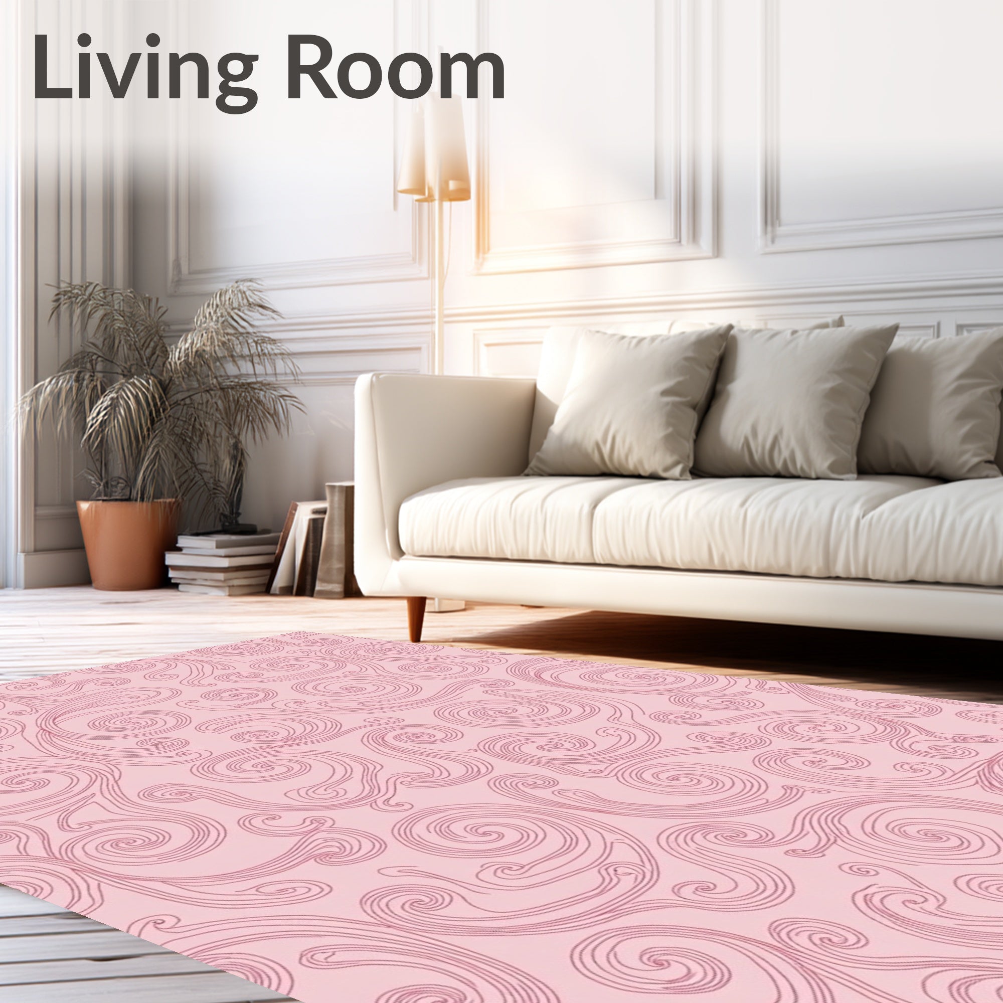 Pink Swirl Abstract Pattern Design Rug