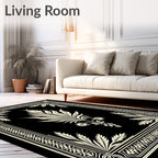 Cream Floral Frame with Centerpiece Rug