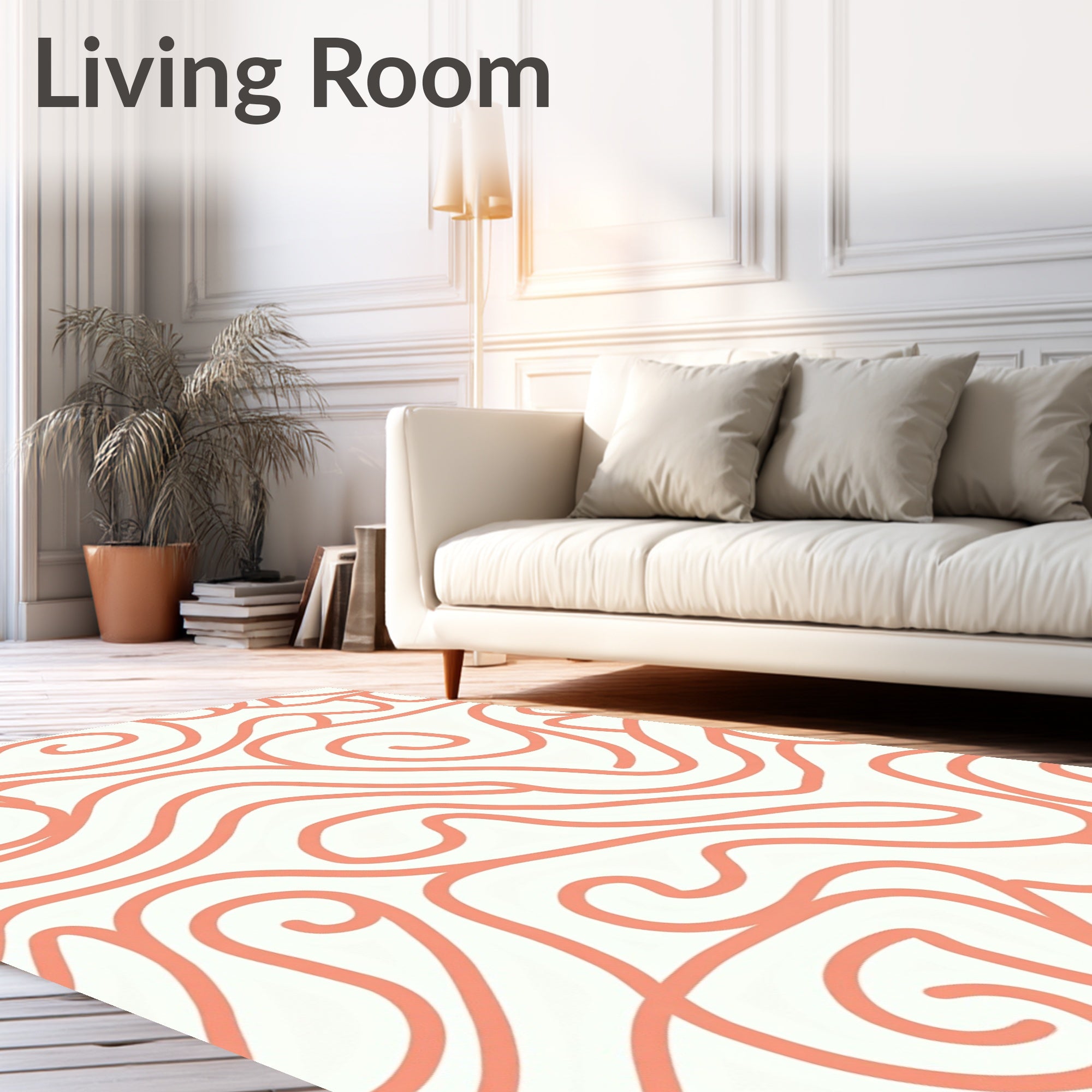 Coral Swirl Modern Abstract Design Rug