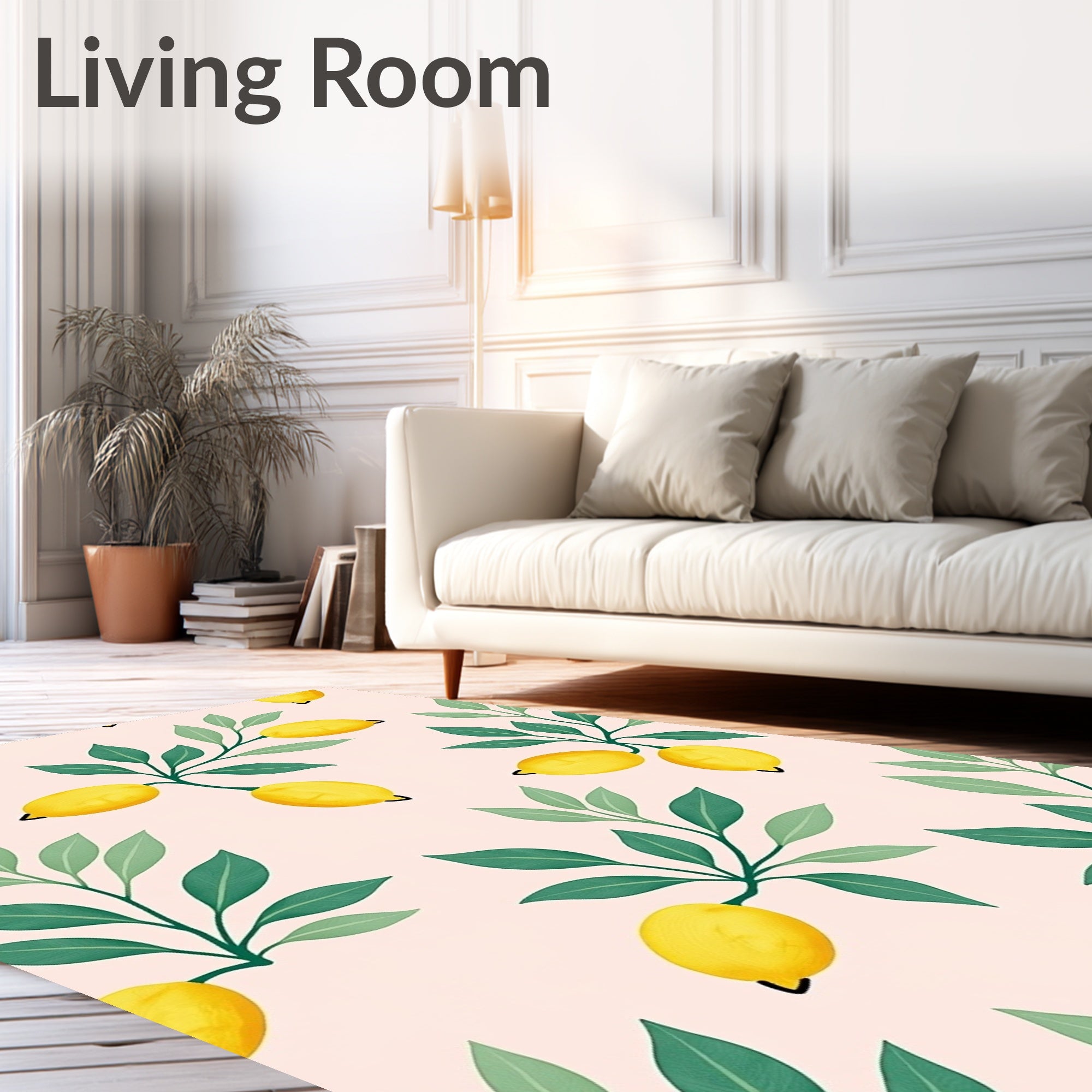 Lemon Branch Pattern Garden Rug