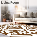 Bold Brown Geometric Mandala Rug