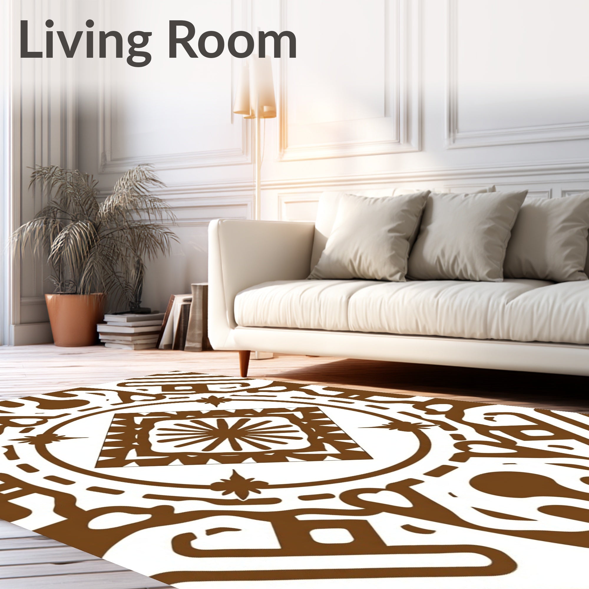 Bold Brown Geometric Mandala Rug