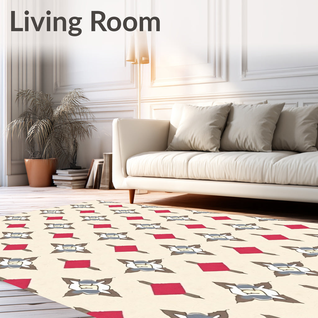 Vintage Floral Diamond Pattern Rug