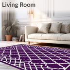 Geometric Lattice Style White Pattern Rug