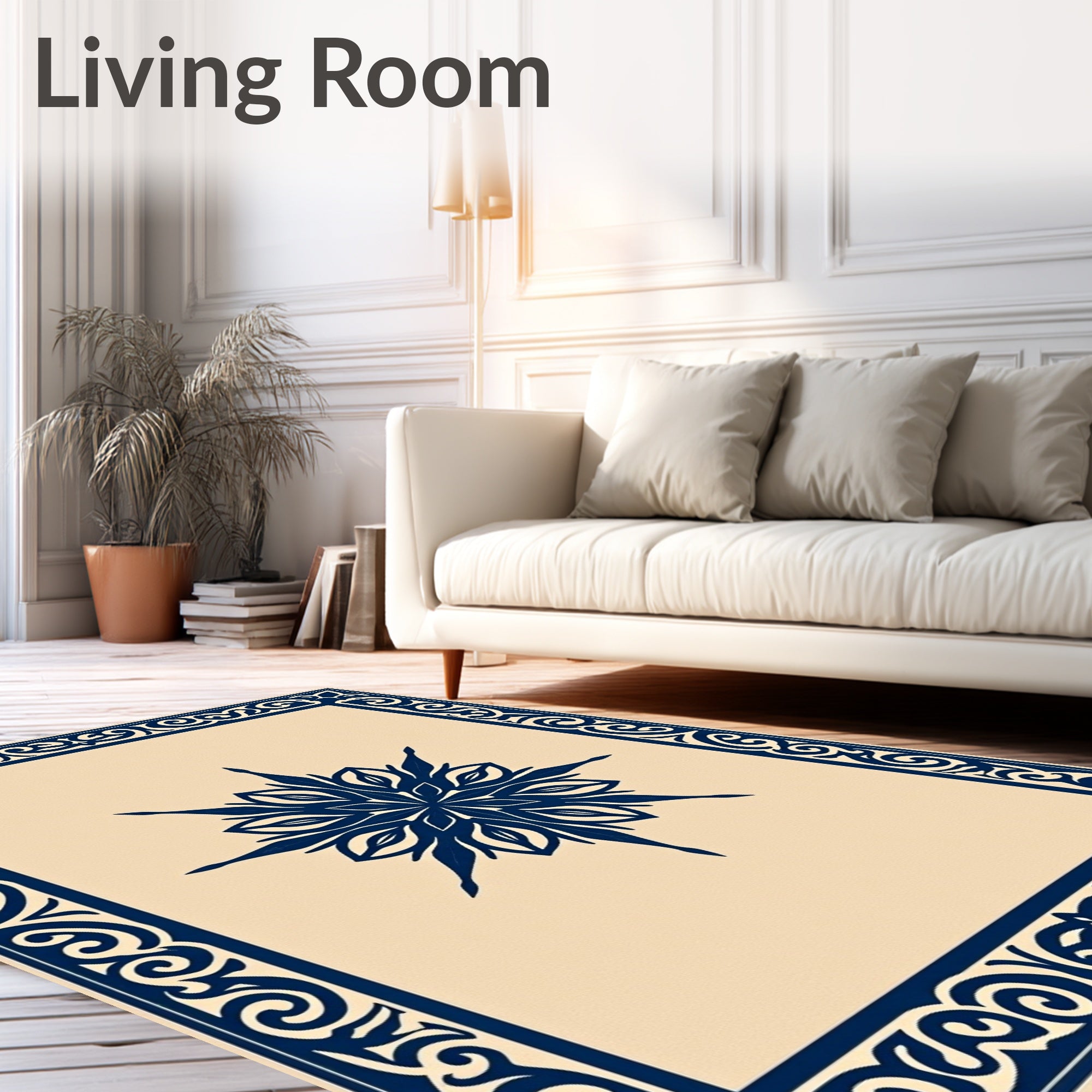 Ornate Blue Starburst Trellis Rug