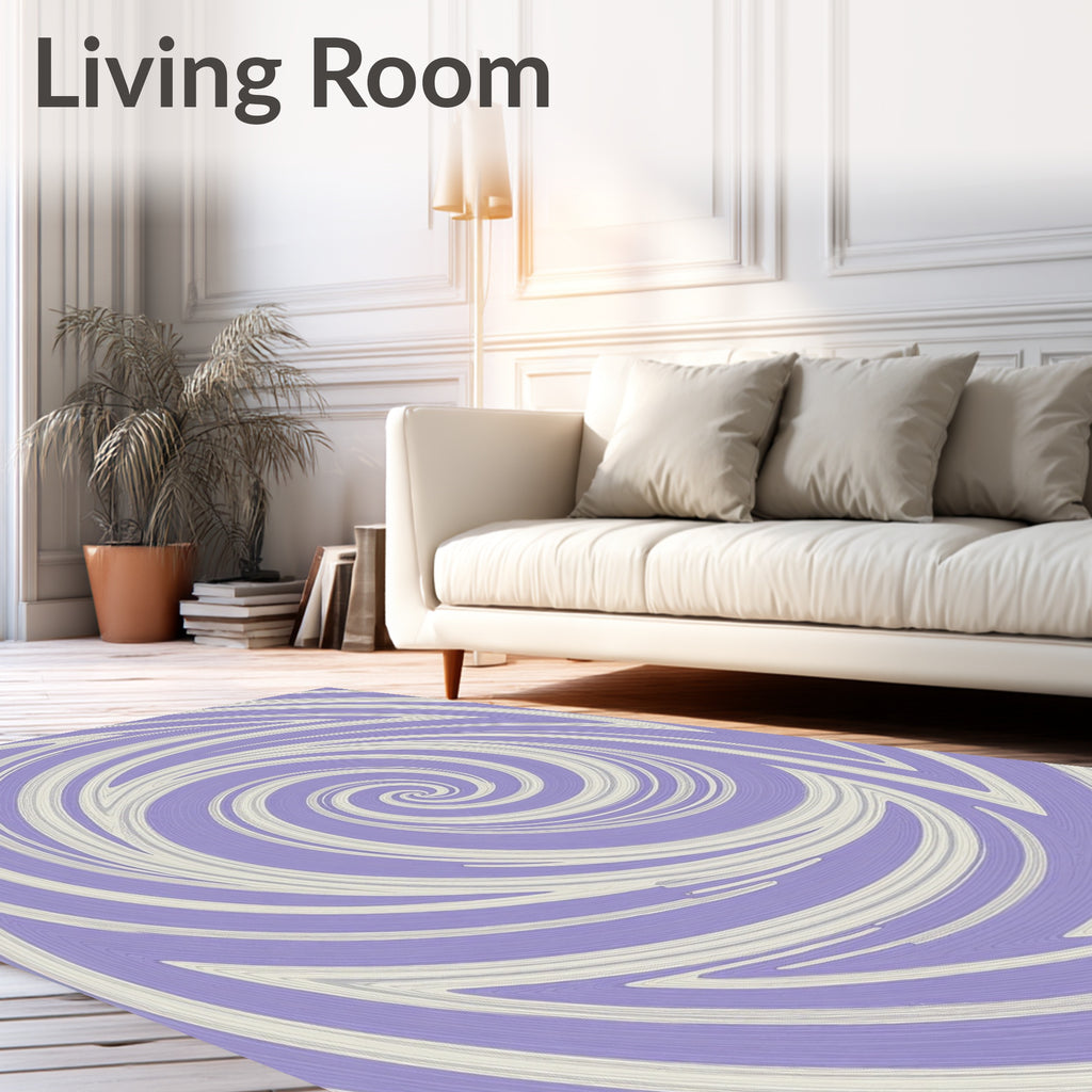 Lavender White Swirl Pattern Rug