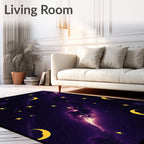 Celestial Moon Star Deep Space Pattern Rug