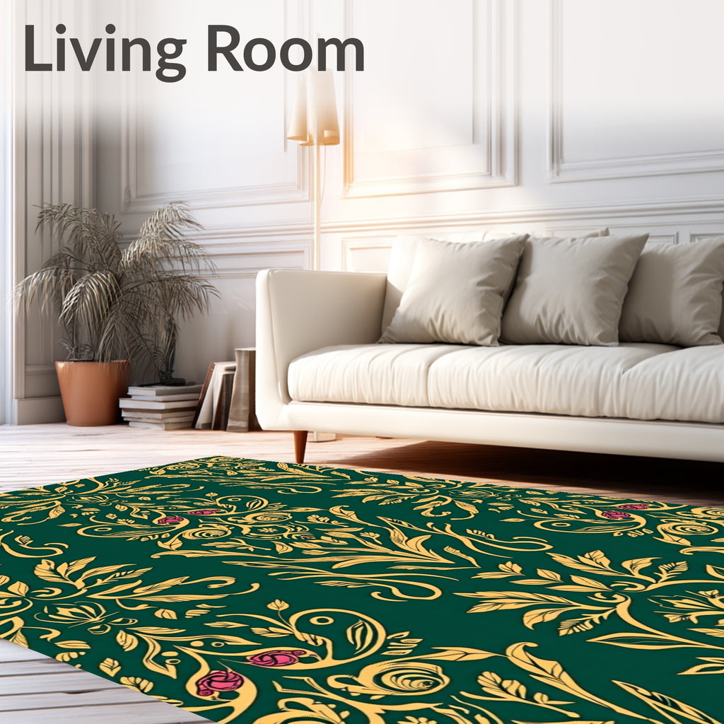 Ornate Floral Scrollwork With Pink Accents Rug