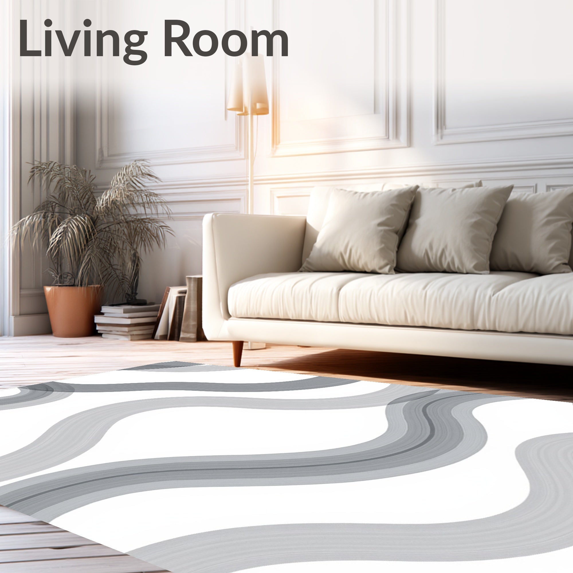 Subtle Grey Wavy Strokes Design Rug