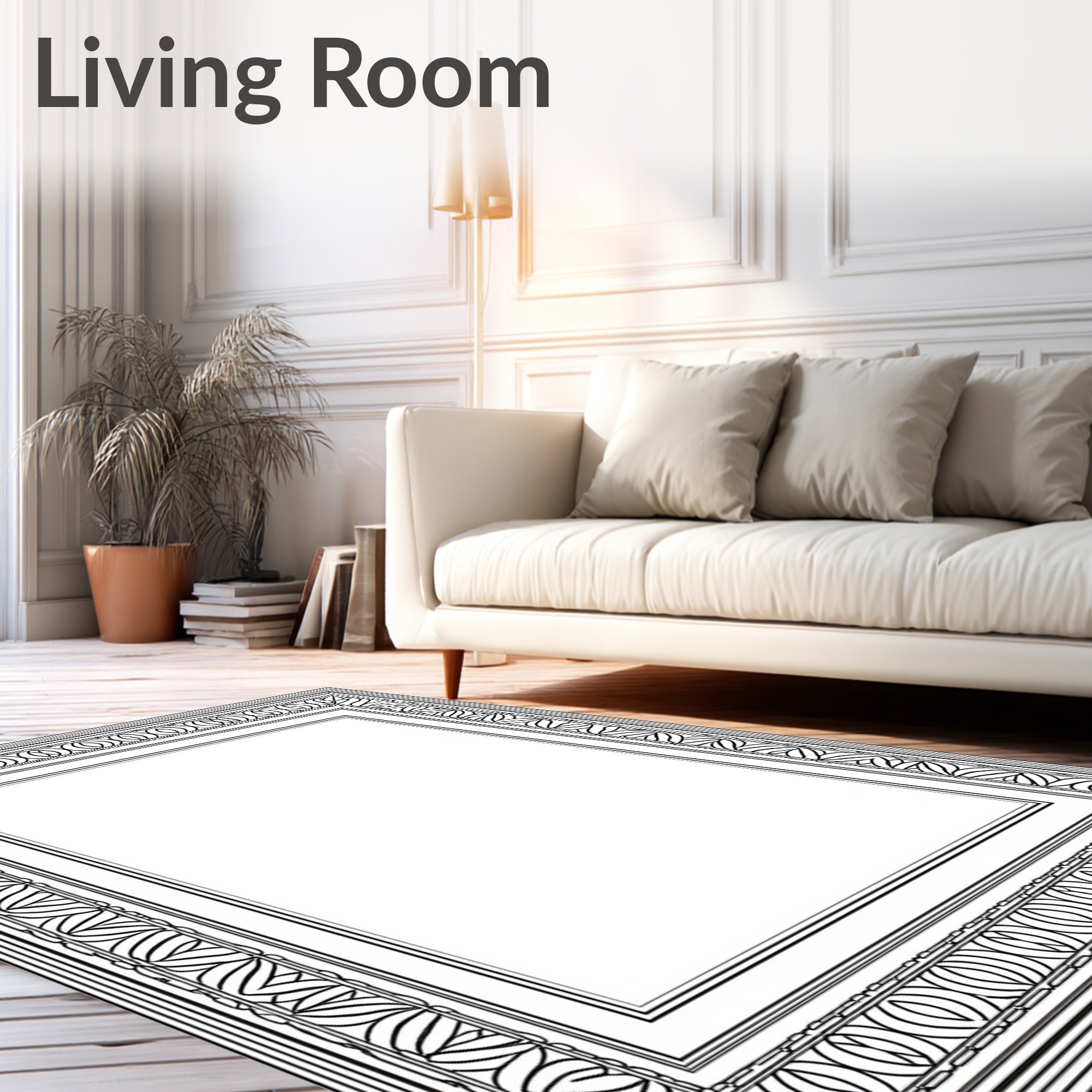 Ornate Geometric Border Design Rug