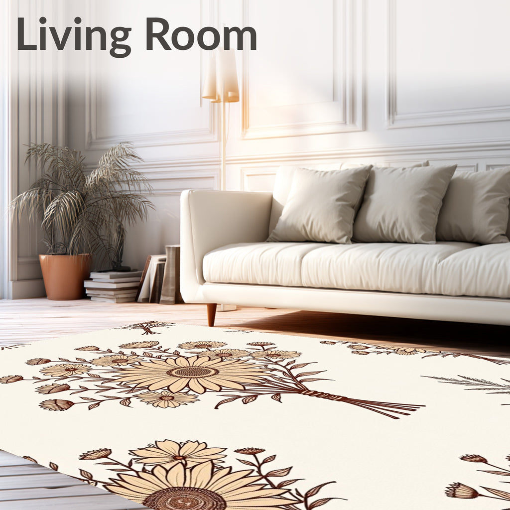 Delicate Floral Bouquet Pattern Rug