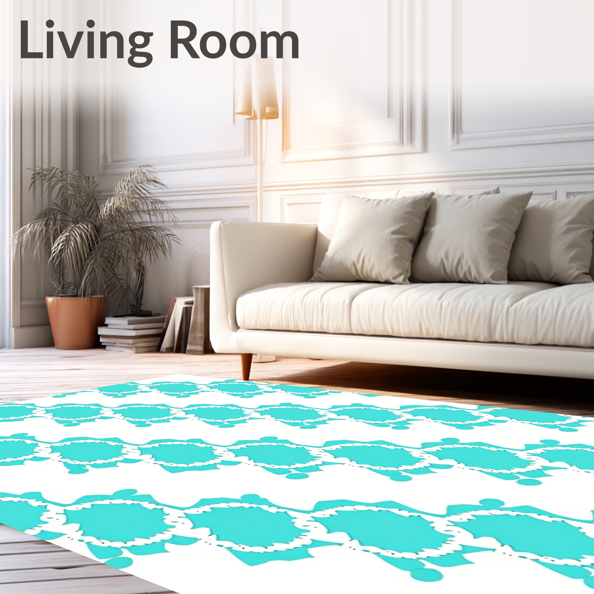 Flowing Turquoise Teal Pattern Rug