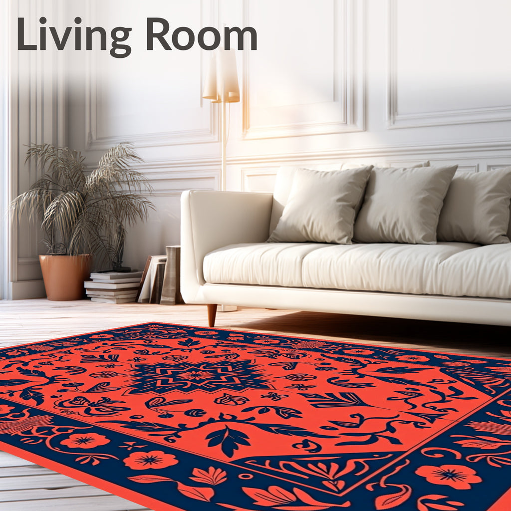 Navajo Inspired Floral Geometric Design Rug