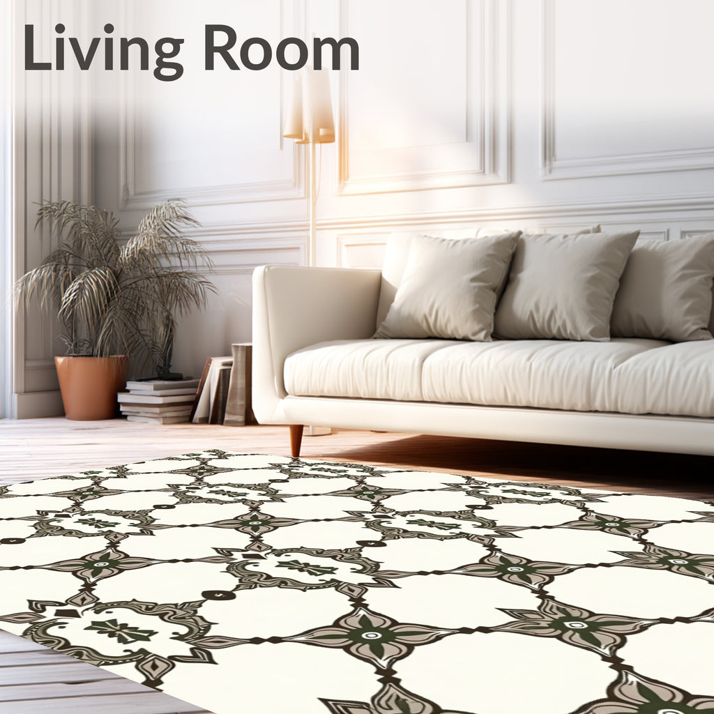 Ornate Lattice Floral Pattern Rug