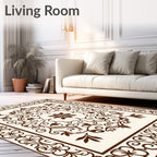 Ornate Floral Swirl Pattern Design Rug