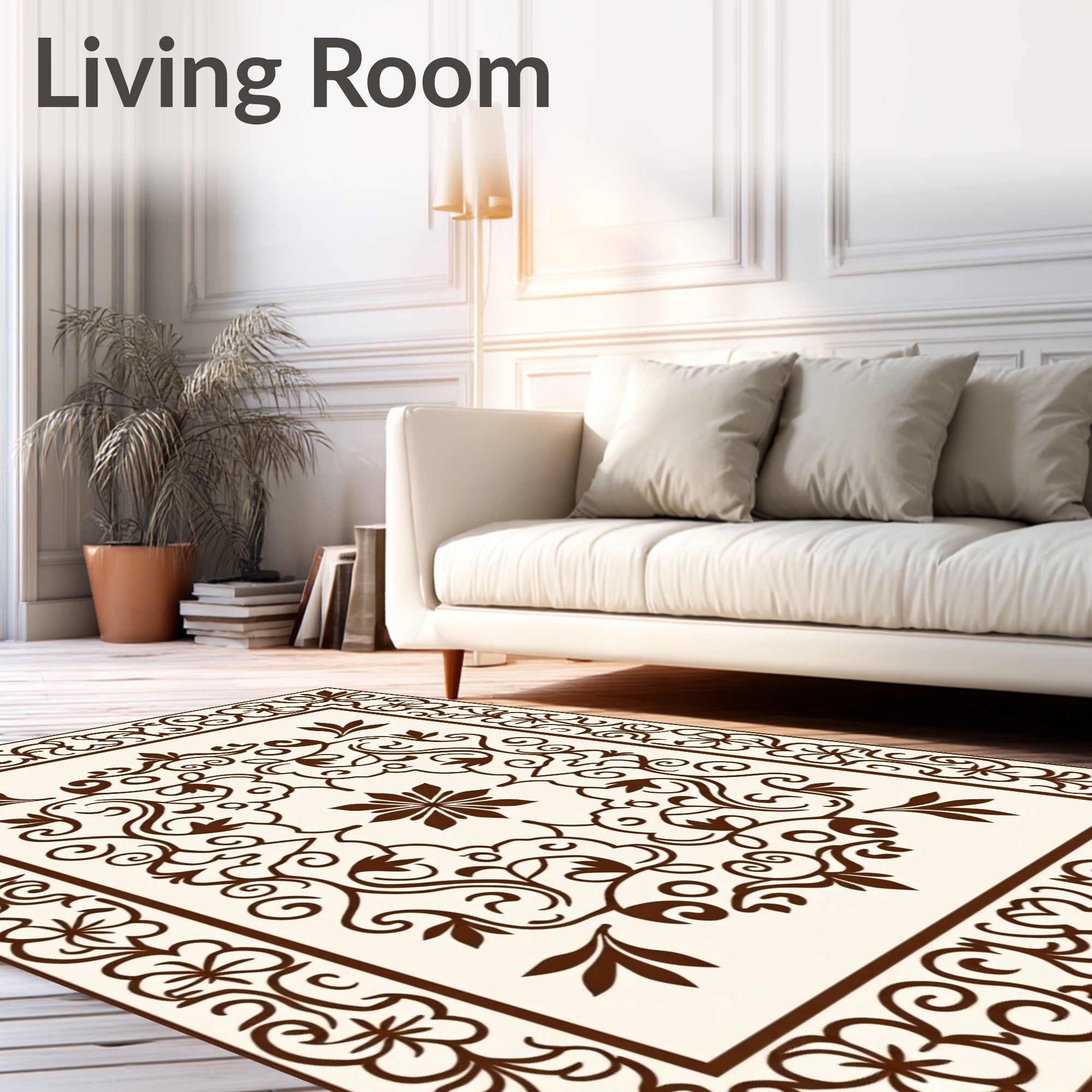 Ornate Floral Swirl Pattern Design Rug