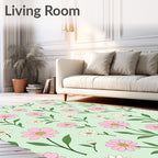 Pink White Flower Garden Pattern Rug