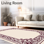 Elaborate Floral Scrollwork Border Rug