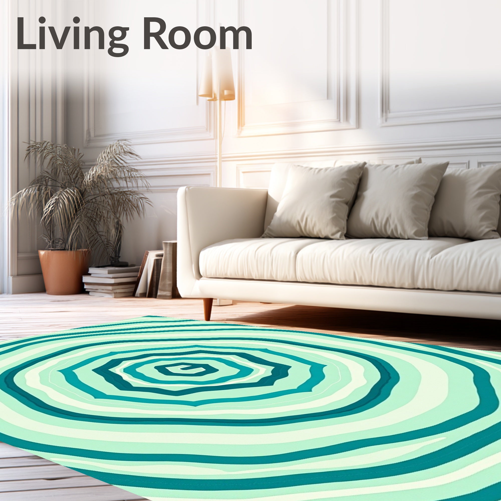 Abstract Teal Swirl Pattern Rug