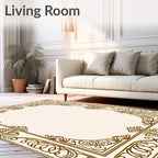 Ornate Scrollwork Floral Border Rug