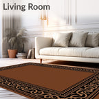 Classic Black Gold Scroll Border Rug