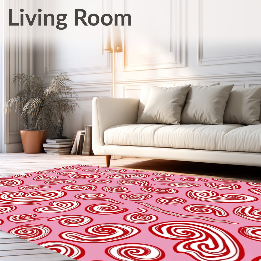 Pink Red Swirl Candy Stripes Rug