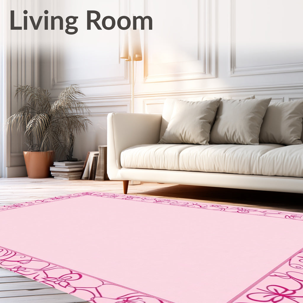 Pink Butterfly Bow Patterned Rug