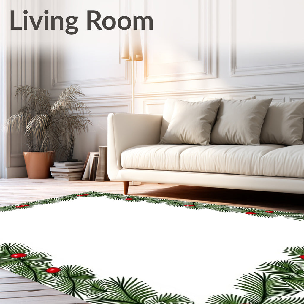 Evergreen and Berry Pine Border Rug