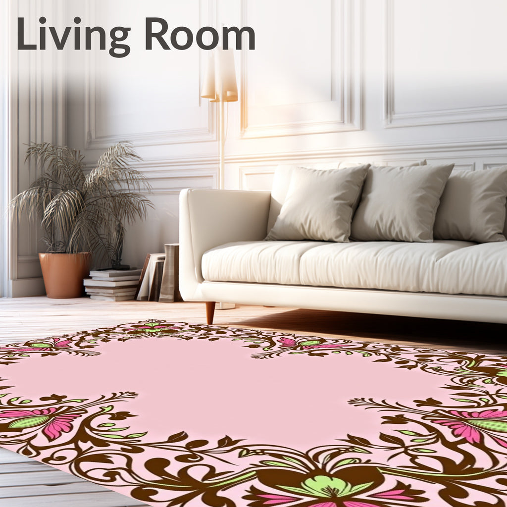Elegant Floral Scroll Pattern Rug