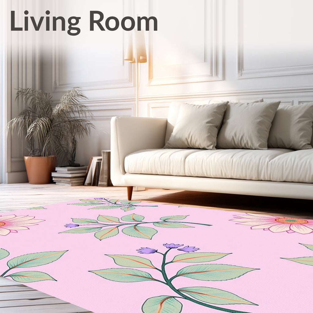 Delicate Floral Pattern In Pink Rug