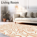 Abstract Orange Branches Patterned Rug